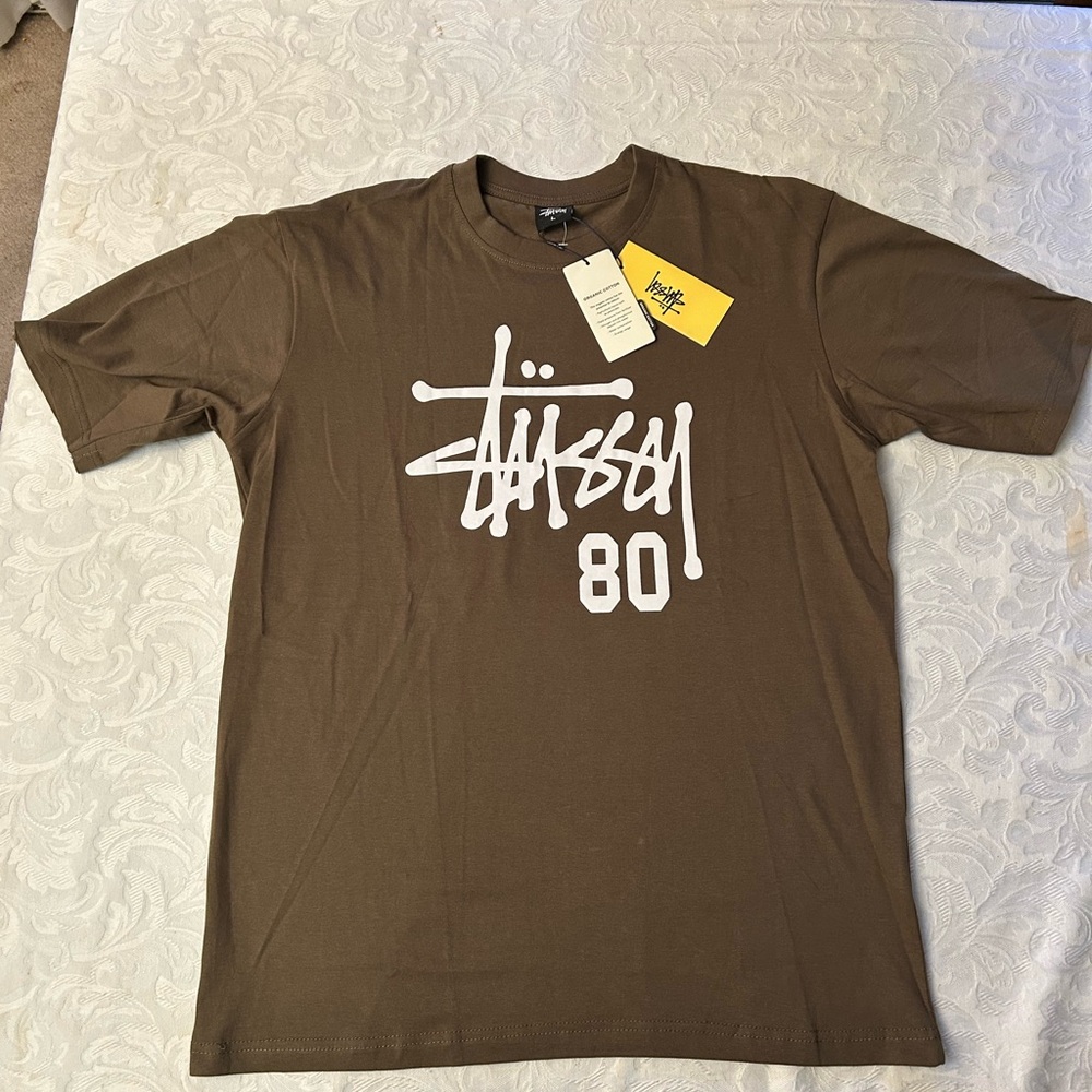 Stussy Brown Tee with White Logo